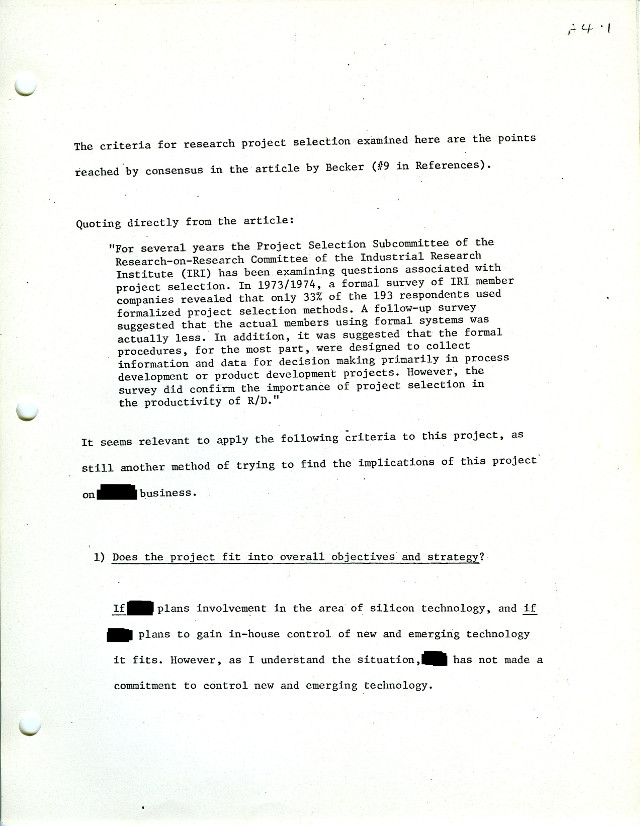 Chromatograph Project Review - Criteria for Research 01